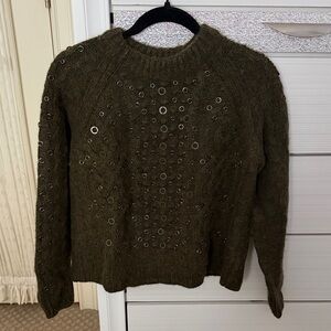 Olive Eyelet Women's Sweater